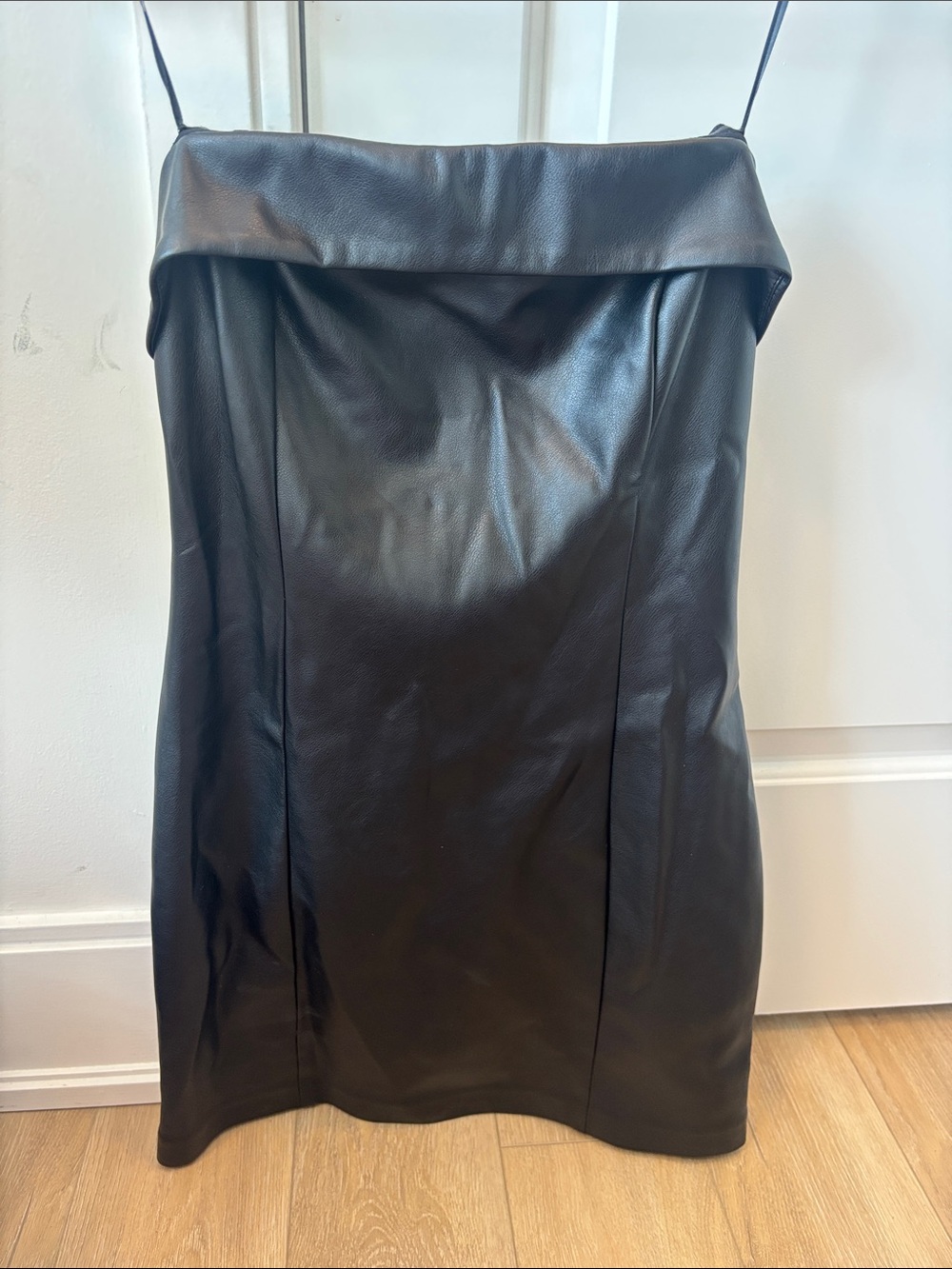 Dynamite Black Faux Leather Strapless Mini Dress